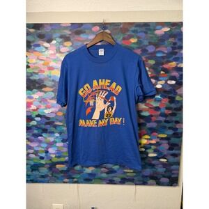 Vintage 80s Jerzees By Russell Basketball Graphic T Shirt Blue Men S